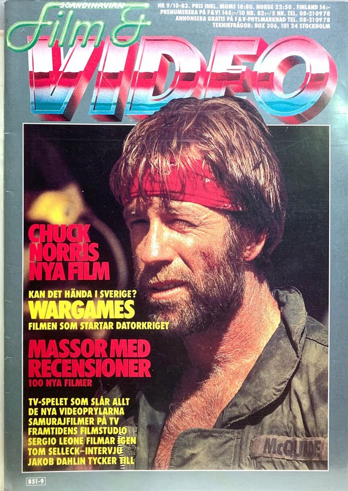 SCANDINAVIAN FILM AND VIDEO magazine side cover Issue 9-10   1983