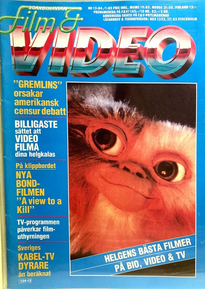 SCANDINAVIAN FILM AND VIDEO magazine side cover Issue 12   1984