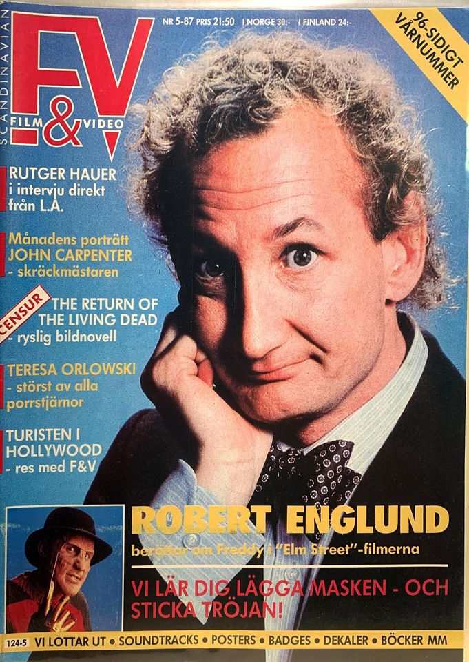 SCANDINAVIAN FILM AND VIDEO magazine side cover Issue 5   1987