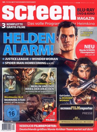 SCREEN BLURAY DVD magazine side cover  November/December 2017