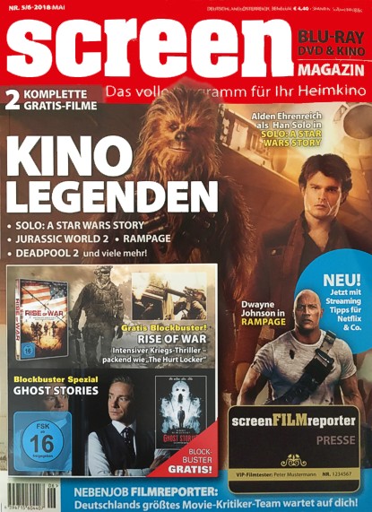 SCREEN BLURAY DVD magazine side cover  May/June 2018