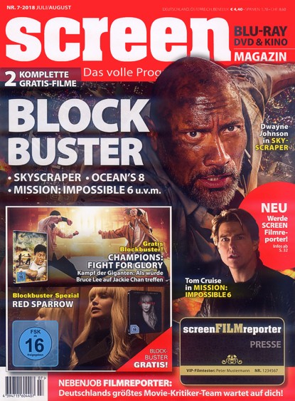 SCREEN BLURAY DVD magazine side cover  July/August 2018