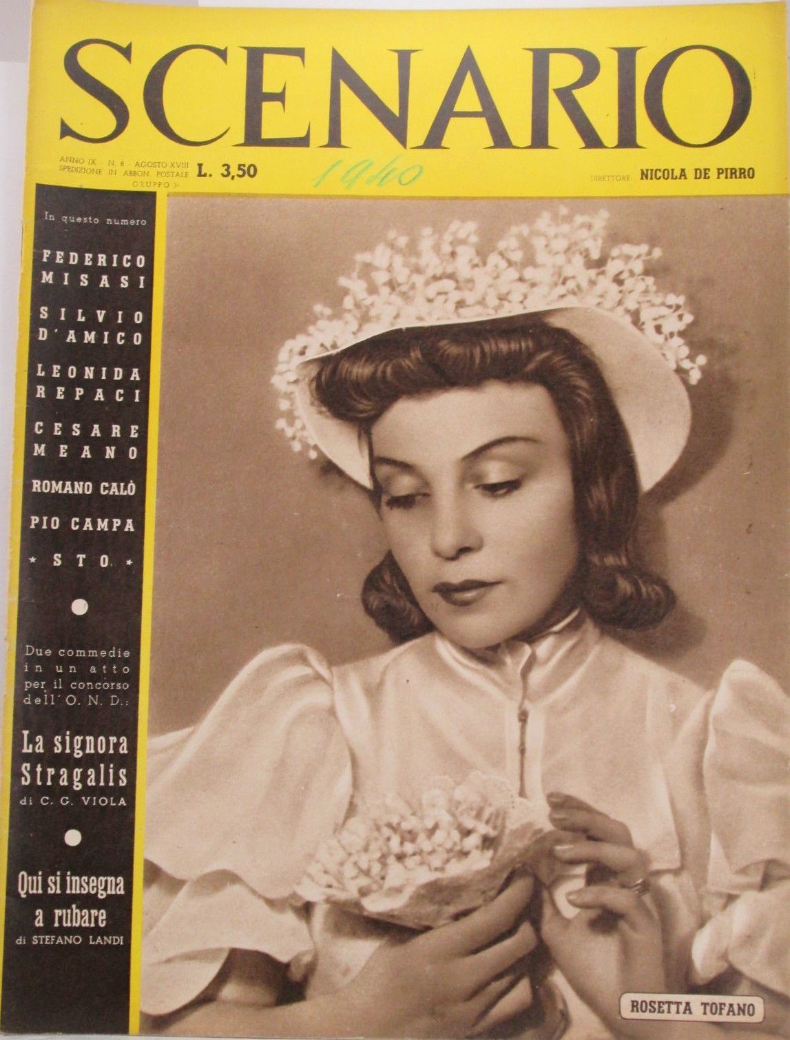 SCENARIO (It) magazine side cover August 1940