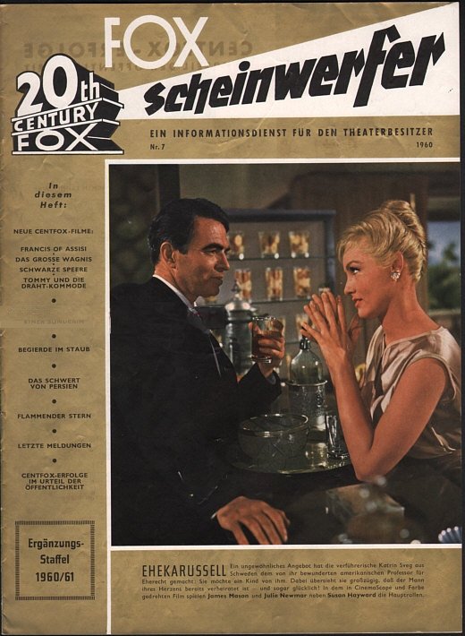 20TH CENTURY FOX SCHEINWERFER magazine side cover Issue 7  1960