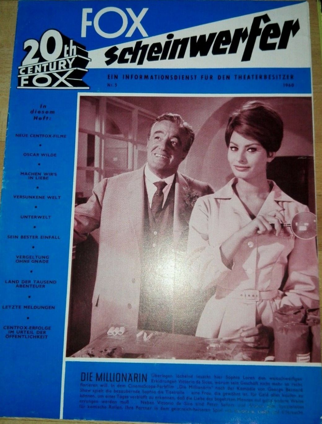 20TH CENTURY FOX SCHEINWERFER magazine side cover Issue 5   1960