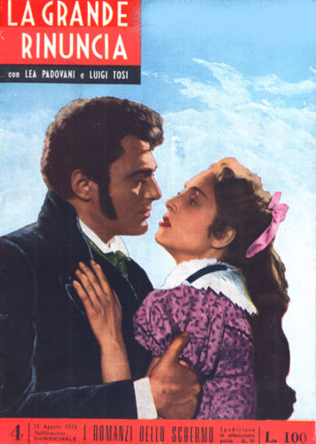 I ROMANZI DELLO SCHERMO magazine side cover Issue 4 25 August 1954