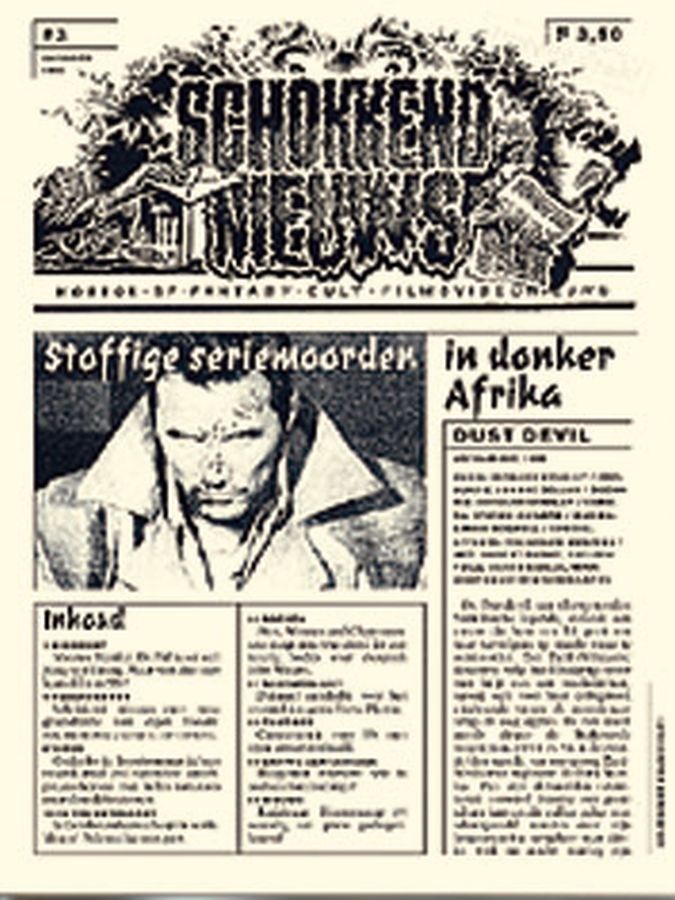 SCHOKKEND NIEUWS magazine side cover Issue 3 October 1992