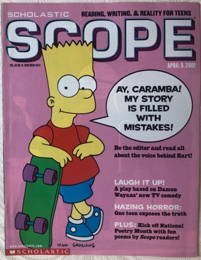 SCHOLASTIC SCOPE magazine side cover  Vol 49 No  15 9 April 2001