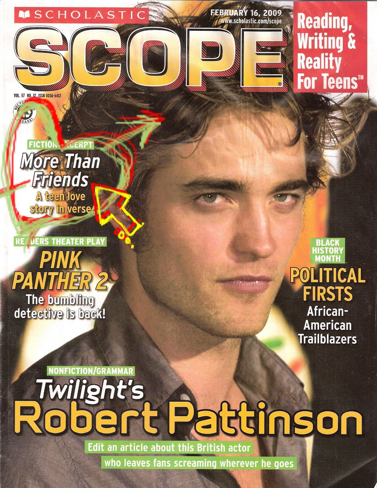 SCHOLASTIC SCOPE magazine side cover 16 February 2008