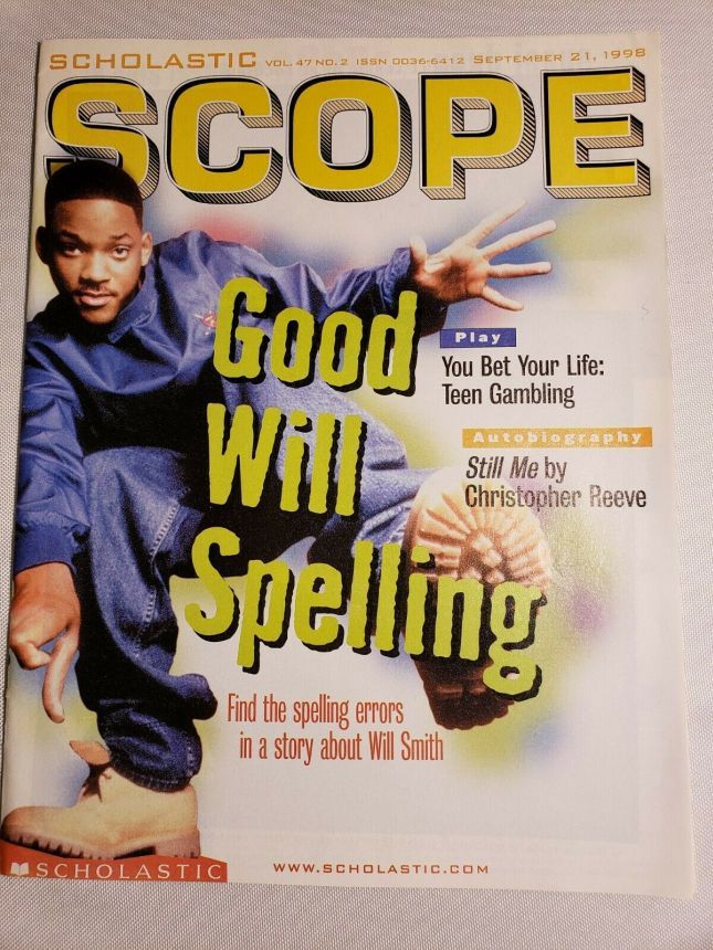 SCHOLASTIC SCOPE magazine side cover 21 September 1998