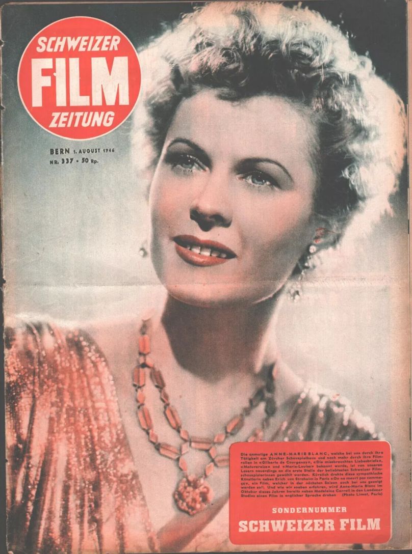 SCHWEIZER FILM magazine side cover Issue 337 1 August 1946