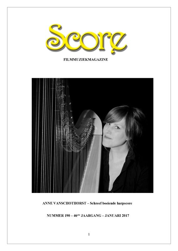 SCORE (NL) magazine side cover Issue 190  January 2017