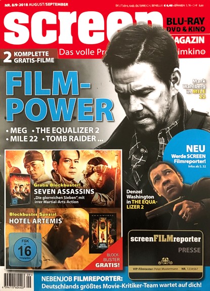 SCREEN BLURAY DVD magazine side cover  August/September 2018