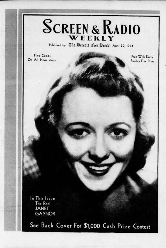 SCREEN AND RADIO WEEKLY magazine side cover 29 April 1934