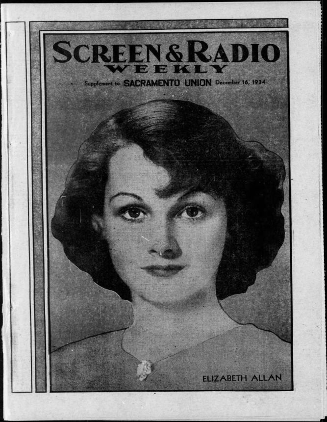 SCREEN AND RADIO WEEKLY magazine side cover 16 December 1934