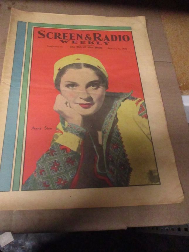 SCREEN AND RADIO WEEKLY magazine side cover 13 January 1935