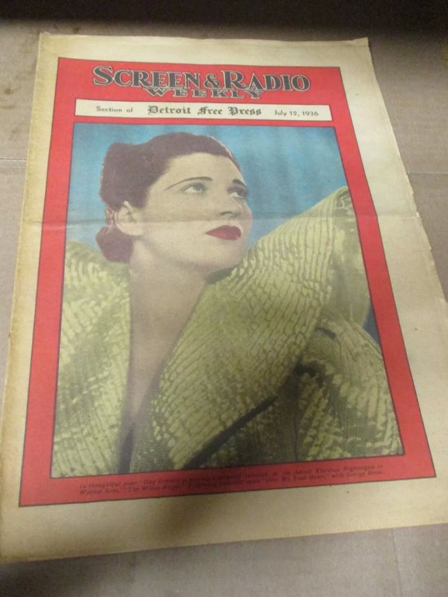 SCREEN AND RADIO WEEKLY magazine side cover 12 July 1936