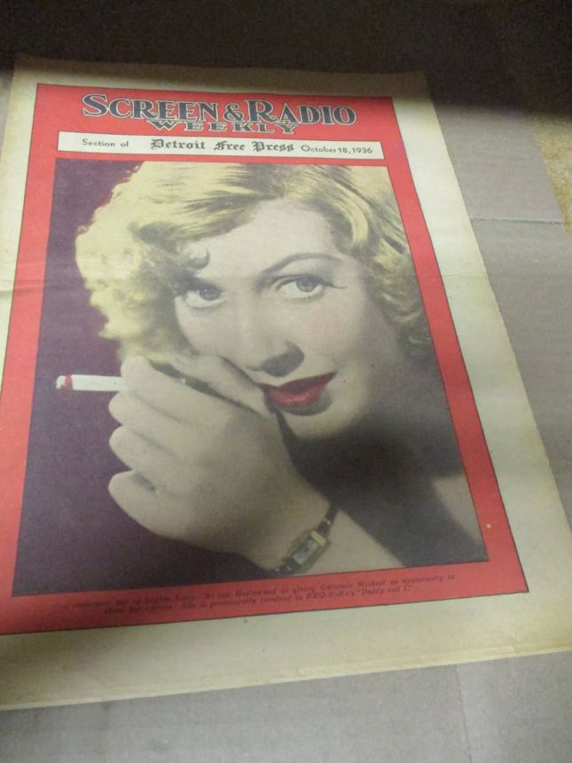 SCREEN AND RADIO WEEKLY magazine side cover 18 October 1936