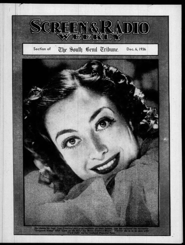 SCREEN AND RADIO WEEKLY magazine side cover 6 December 1936