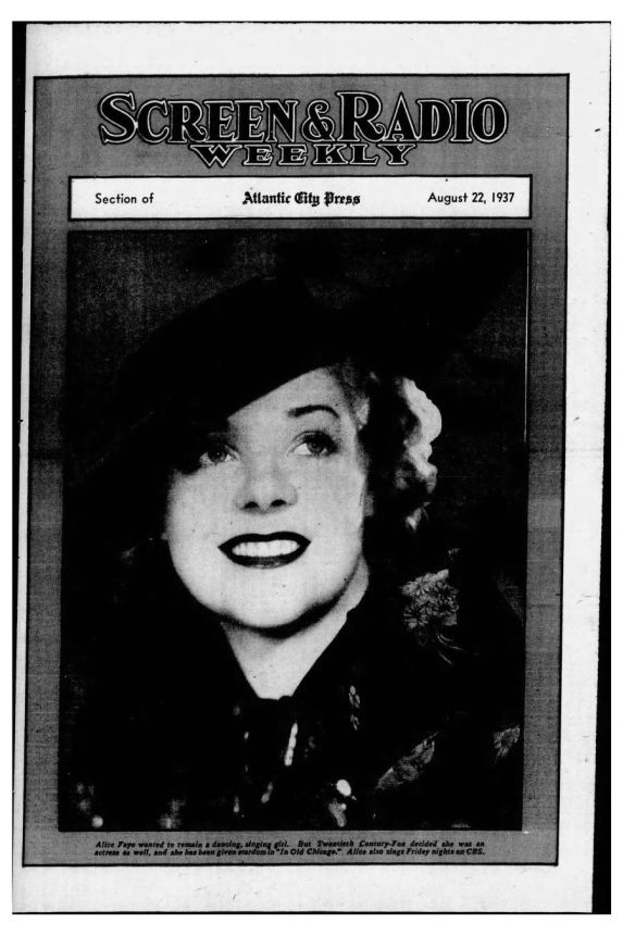 SCREEN AND RADIO WEEKLY magazine side cover 22 August 1937