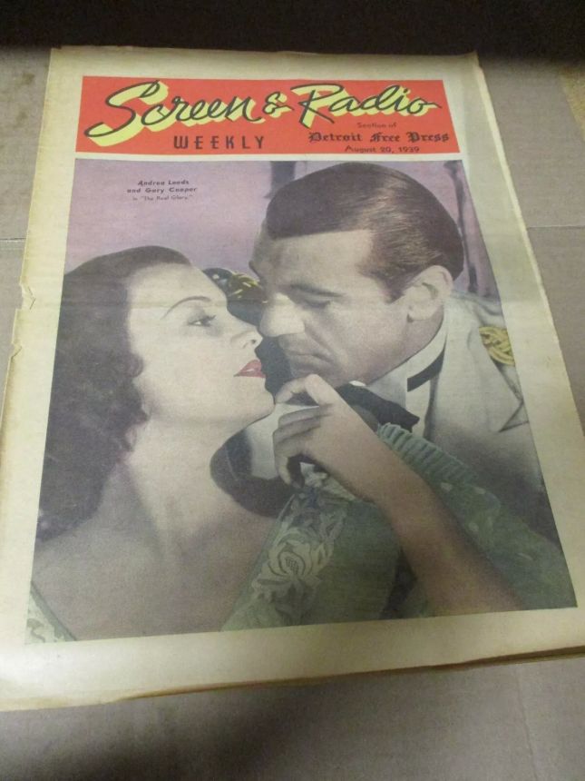 SCREEN AND RADIO WEEKLY magazine side cover 20 August 1939