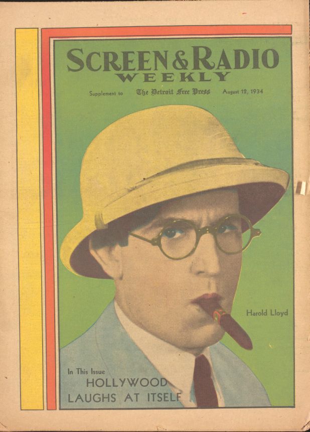 SCREEN AND RADIO WEEKLY magazine side cover 12 August 1934