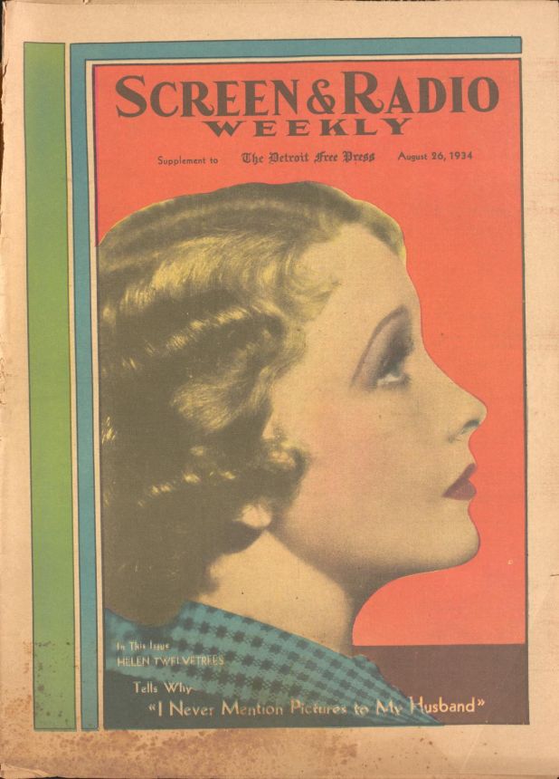SCREEN AND RADIO WEEKLY magazine side cover 26 August 1934