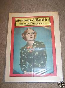 SCREEN AND RADIO WEEKLY magazine side cover 31 May 1936