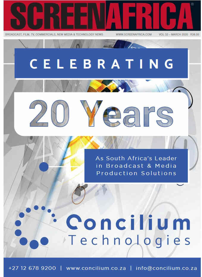 SCREEN AFRICA magazine side cover  March 2020