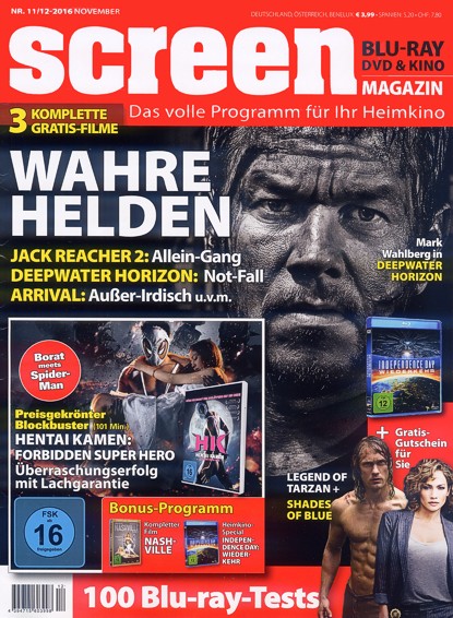 SCREEN BLURAY DVD magazine side cover November/December 2016