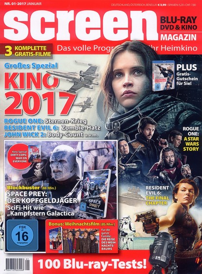 SCREEN BLURAY DVD magazine side cover January 2017