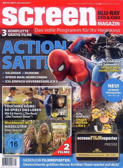 SCREEN BLURAY DVD magazine side cover July/August 2017