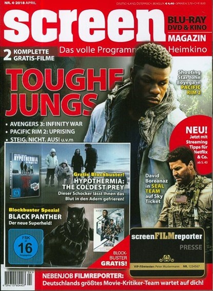 SCREEN BLURAY DVD magazine side cover  April 2018
