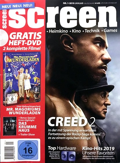 SCREEN BLURAY DVD magazine side cover  January 2019