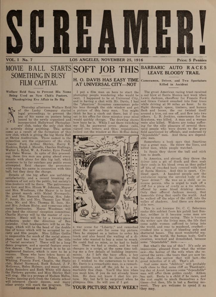 SCREAMER magazine side cover Issue 7 25 November 1916