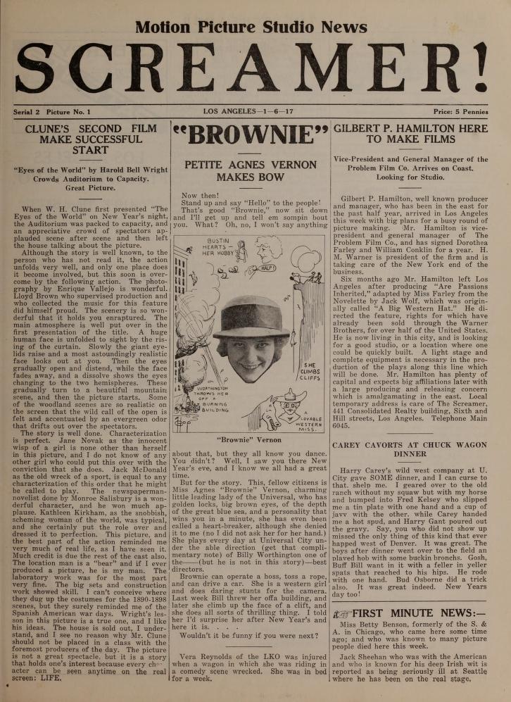 SCREAMER magazine side cover Issue 13 6 January 1917