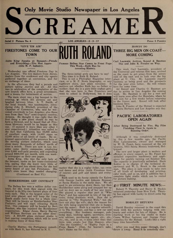 SCREAMER magazine side cover Issue 16 3 February 1917