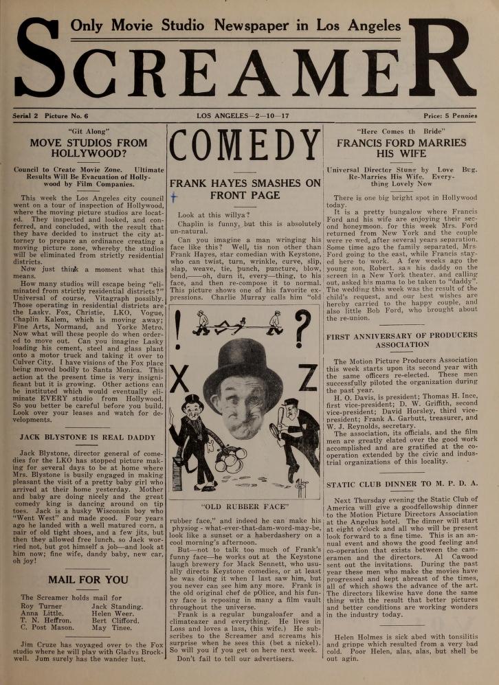 SCREAMER magazine side cover Issue 17 10 February 1917