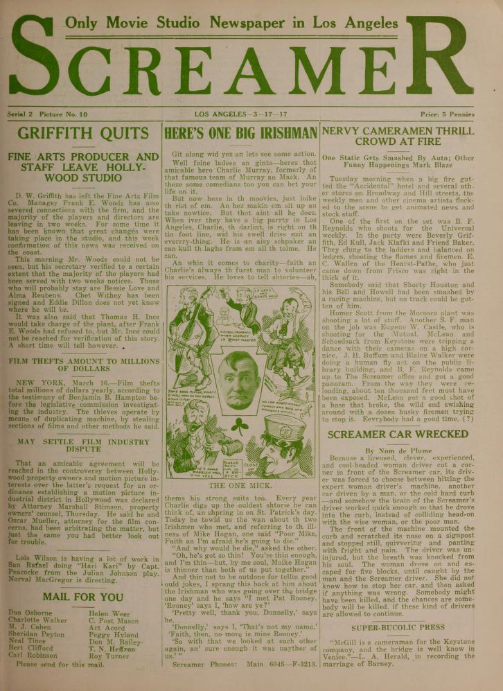 SCREAMER magazine side cover Issue 21 17 March 1917