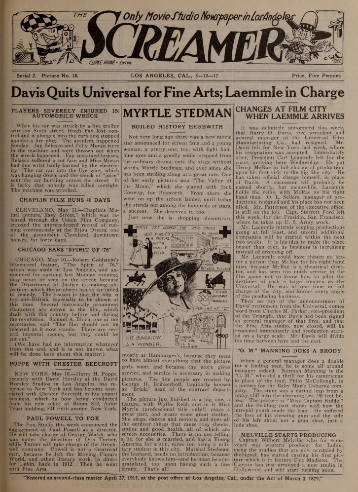 SCREAMER magazine side cover Issue 29 12 May 1917