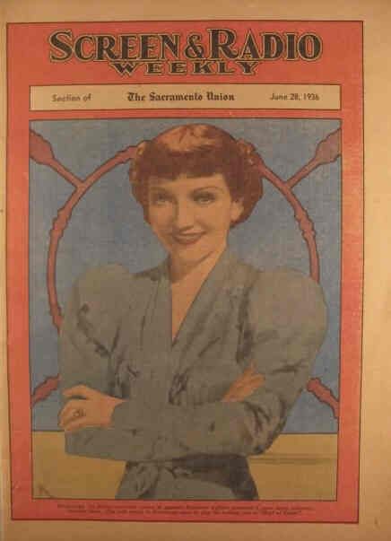 SCREEN AND RADIO WEEKLY magazine side cover 28 June 1936