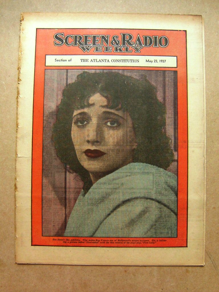 SCREEN AND RADIO WEEKLY magazine side cover 23 May 1937