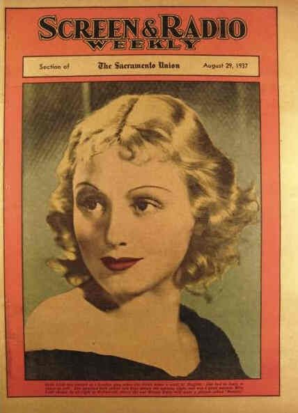 SCREEN AND RADIO WEEKLY magazine side cover 29 August 1937