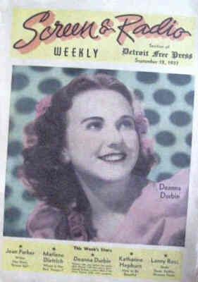 SCREEN AND RADIO WEEKLY magazine side cover 12 September 1937