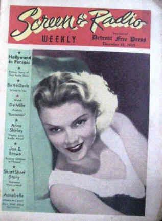 SCREEN AND RADIO WEEKLY magazine side cover 12 December 1937