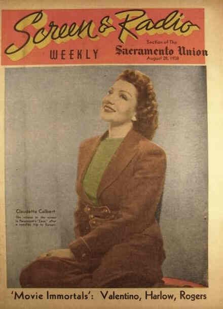 SCREEN AND RADIO WEEKLY magazine side cover 28 August 1938