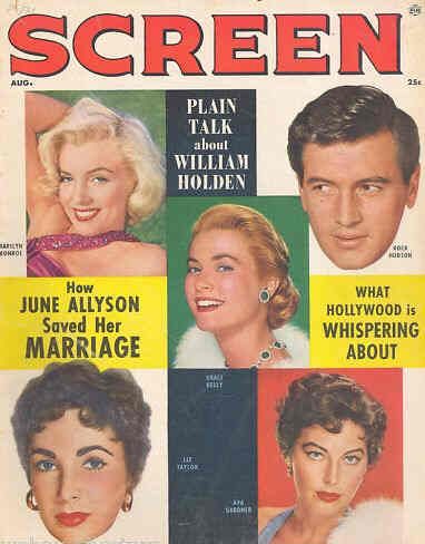SCREEN (50s-60s) magazine side cover August 1955