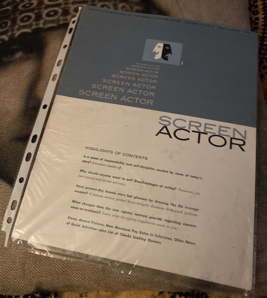SCREEN ACTOR magazine side cover  Vol 4 No 4 July/August 1962
