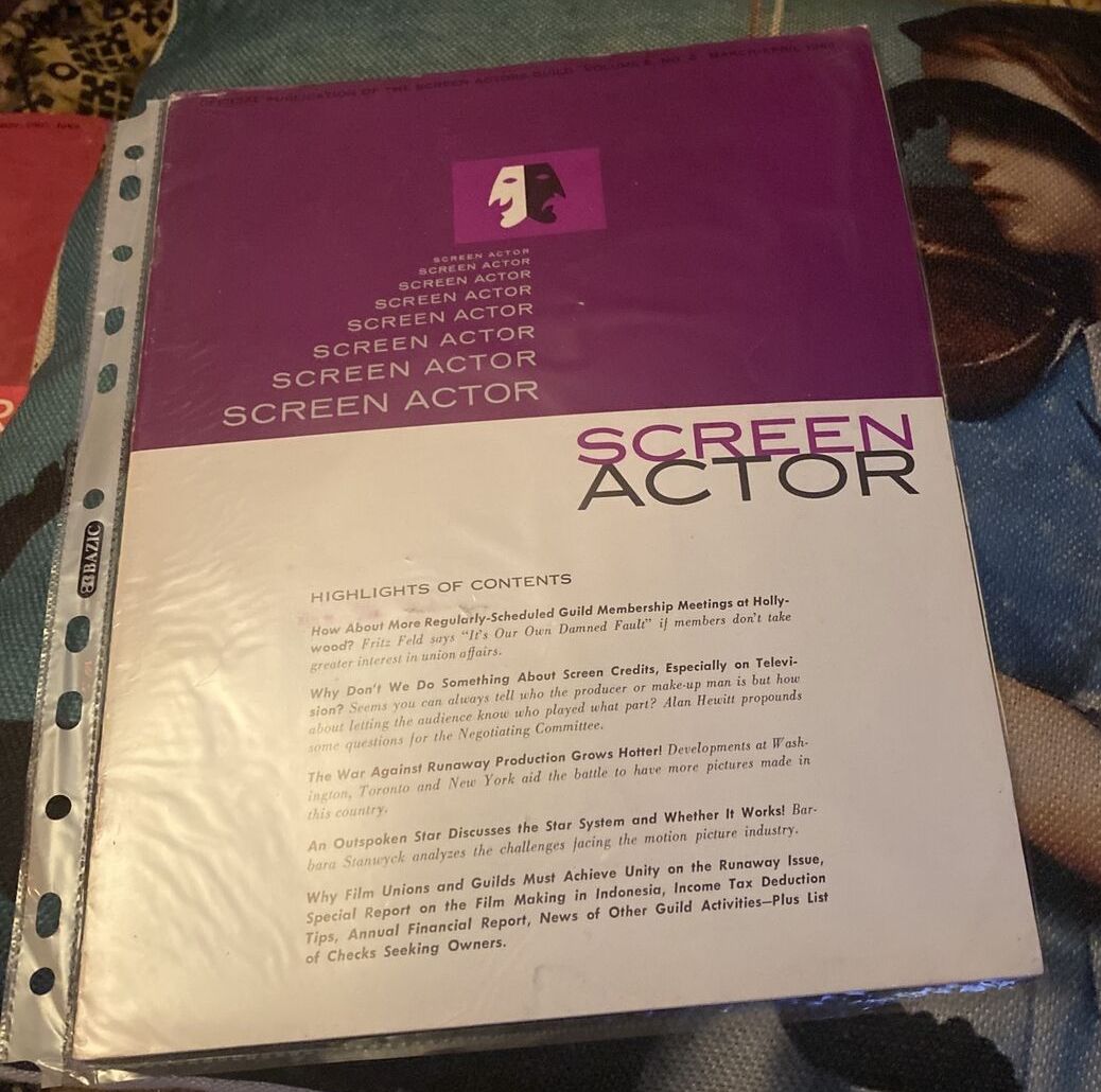 SCREEN ACTOR magazine side cover  Vol 5 # 2 March/April 1963