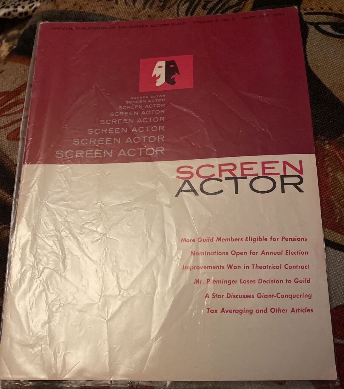 SCREEN ACTOR magazine side cover  Vol 5 # 5 September/October 1963